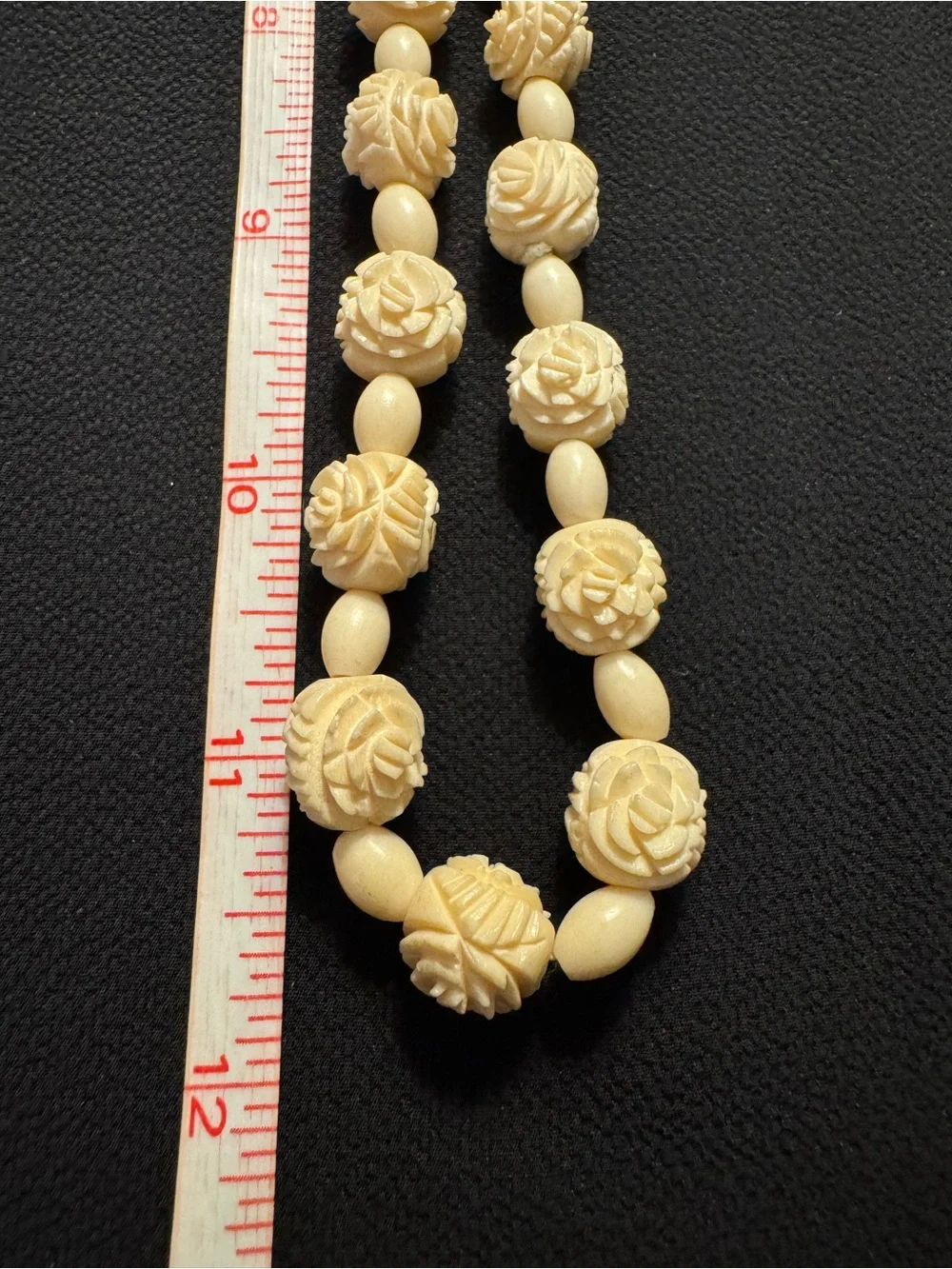 Vintage Hand Carved Bead Necklace